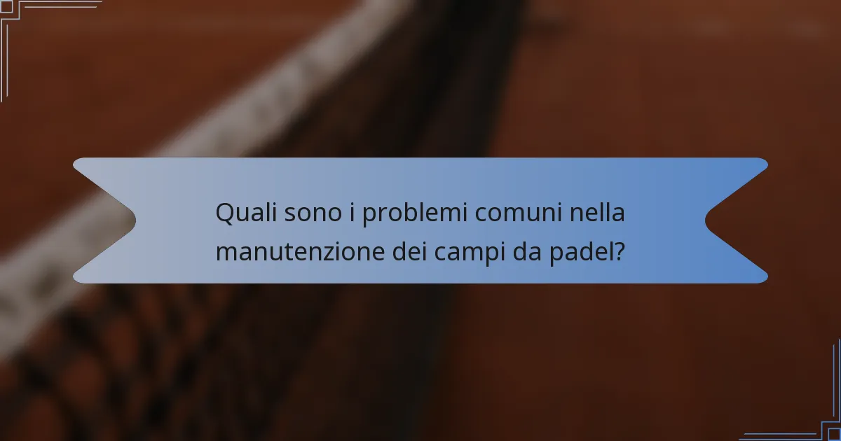 Quali sono i problemi comuni nella manutenzione dei campi da padel?